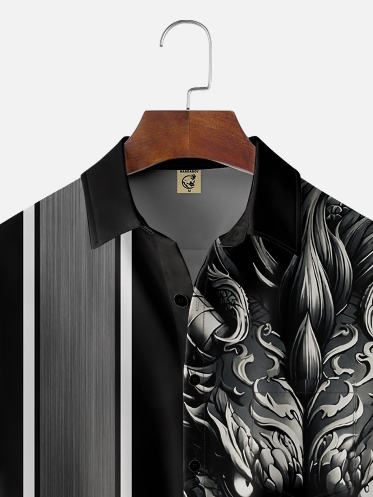 Moisture-wicking Geometry Dragon Chest Pocket Bowling Shirt