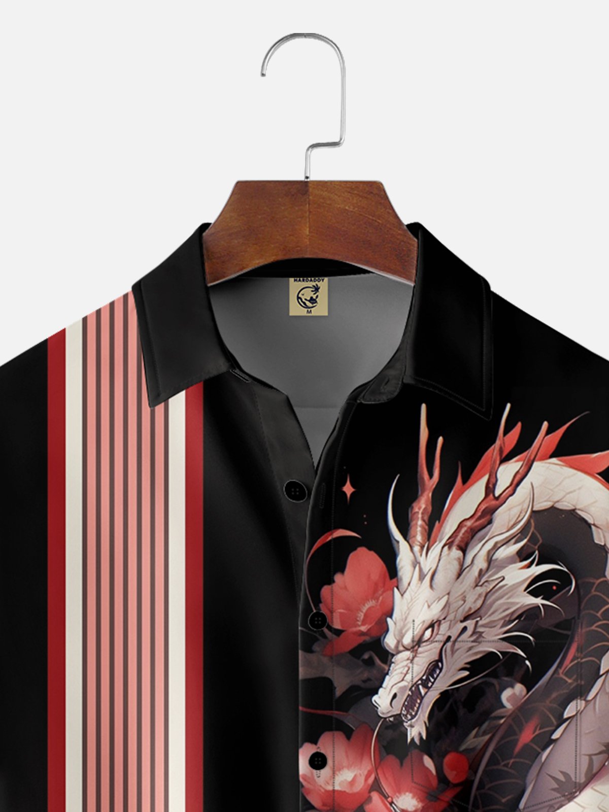 Moisture Wicking Abstract Gradient Dragon Chest Pocket  Bowling Shirt