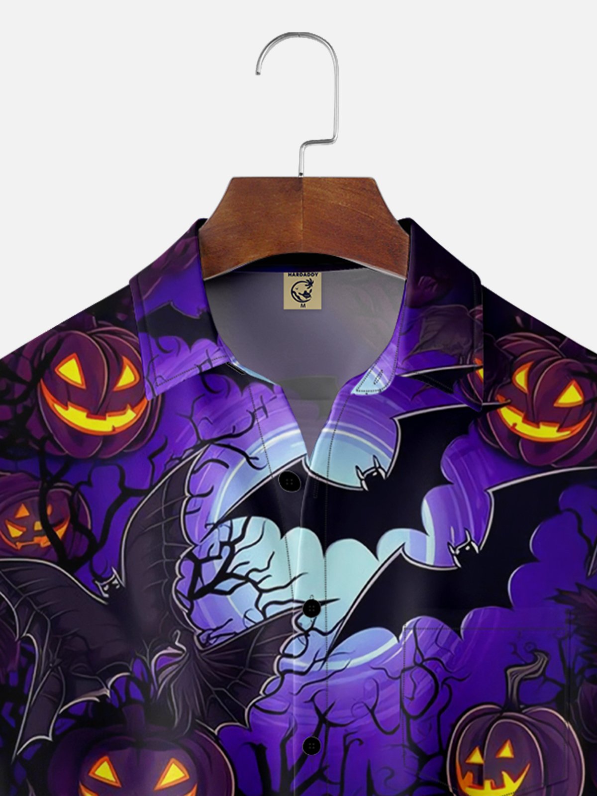 Moisture-wicking Halloween Bat Painting Chest Pocket Hawaiian Shirt