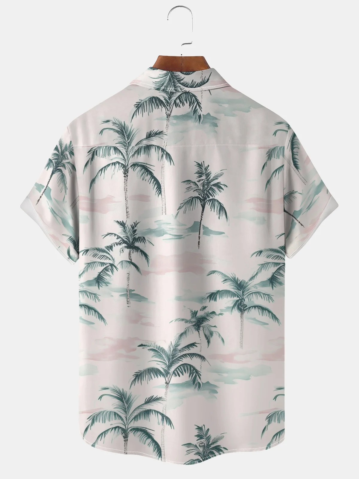 Moisture-wicking Coconut Tree Art Print Chest Pocket Hawaiian Shirt