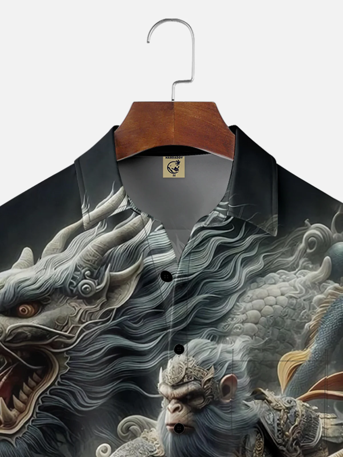 Moisture-wicking WUKONG and Dragon Chest Pocket Hawaiian Shirt