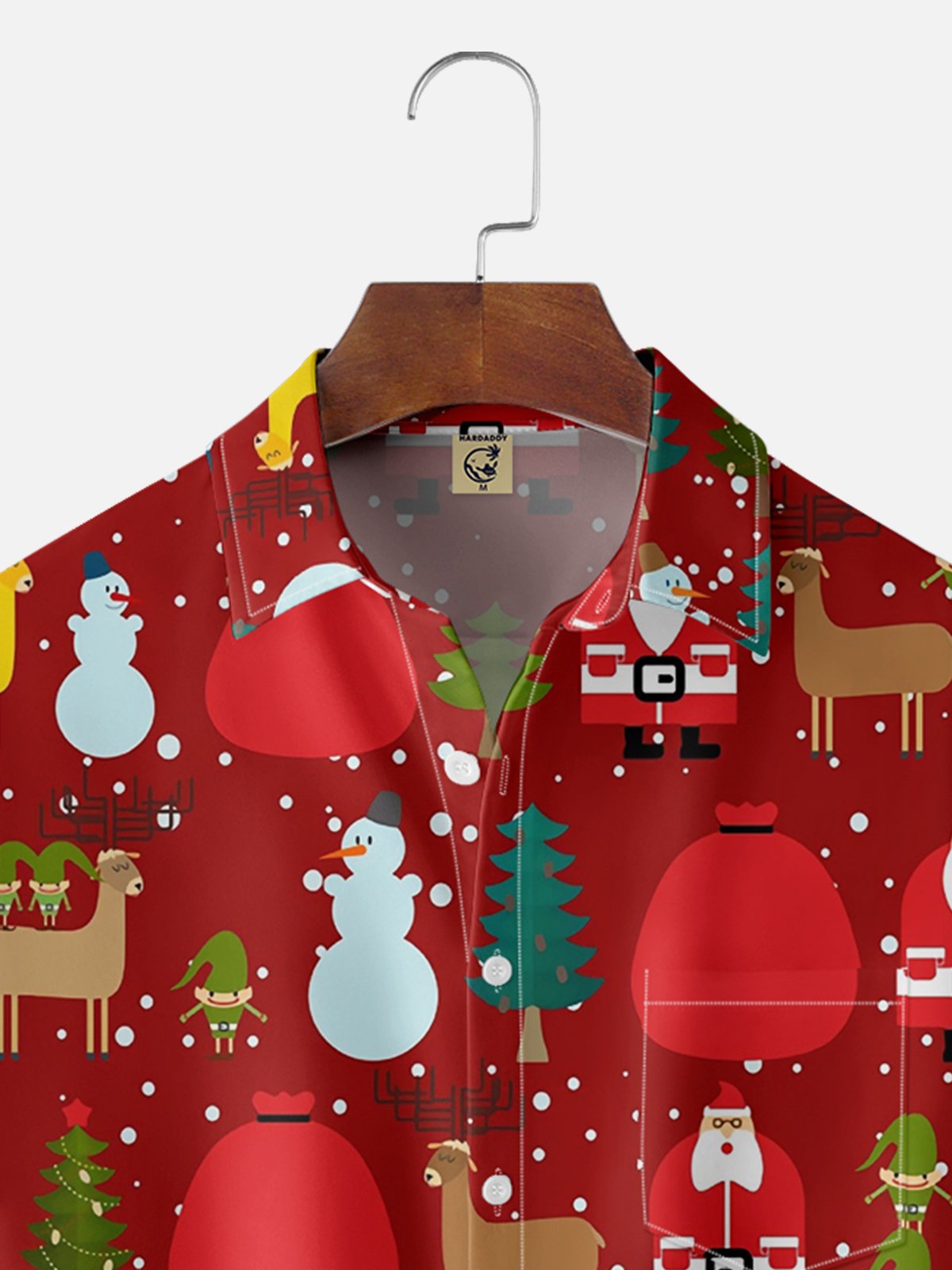 Moisture-wicking Christmas Snowman Chest Pocket Hawaiian Shirt