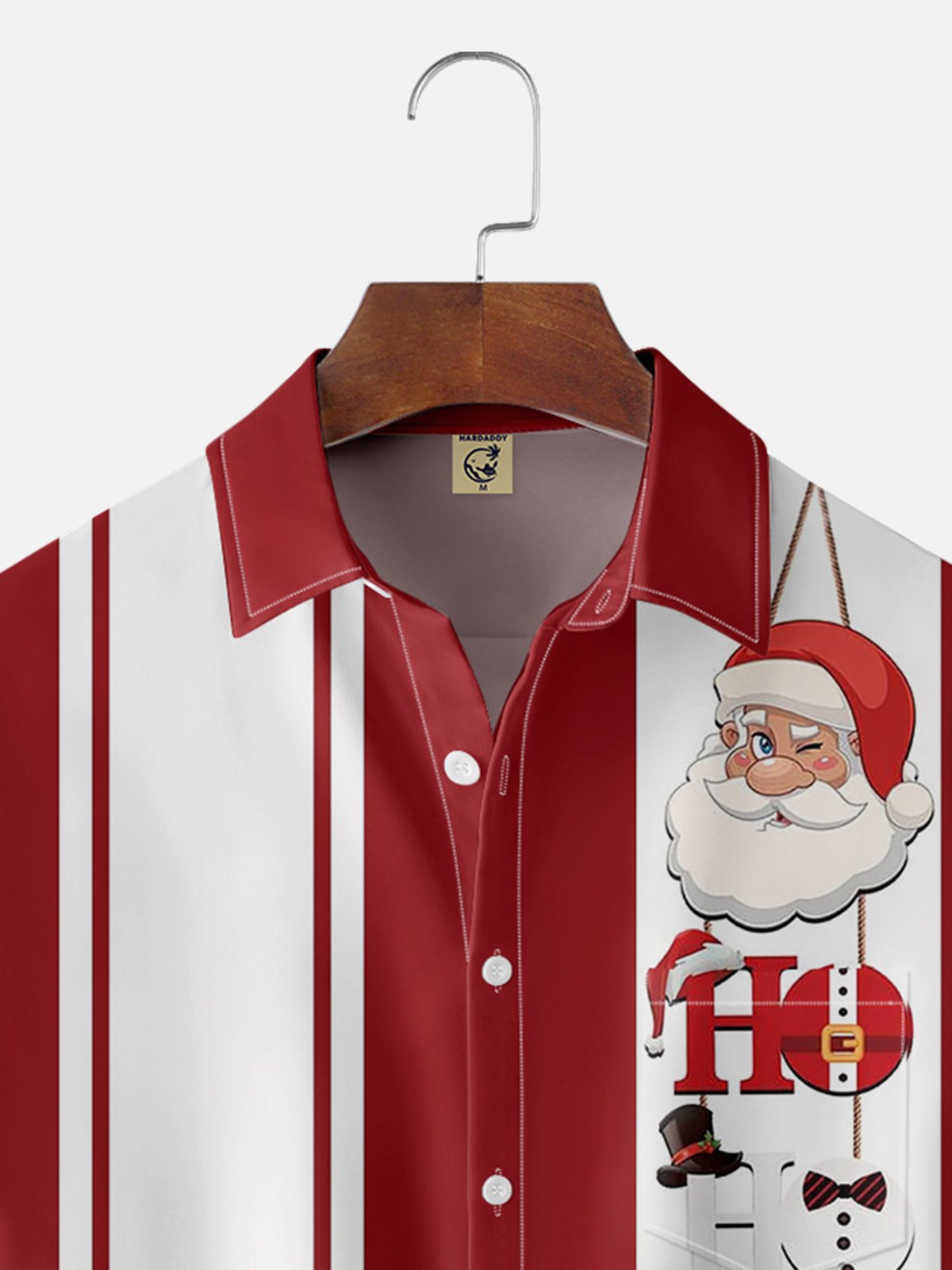 Moisture-wicking Christmas Santa Claus Illustration Chest Pocket Bowling Shirt