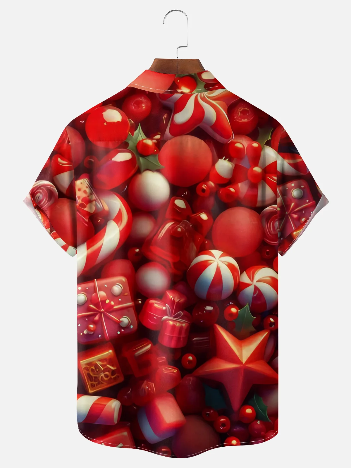 Moisture-wicking Christmas Candy Chest Pocket Hawaiian Shirt