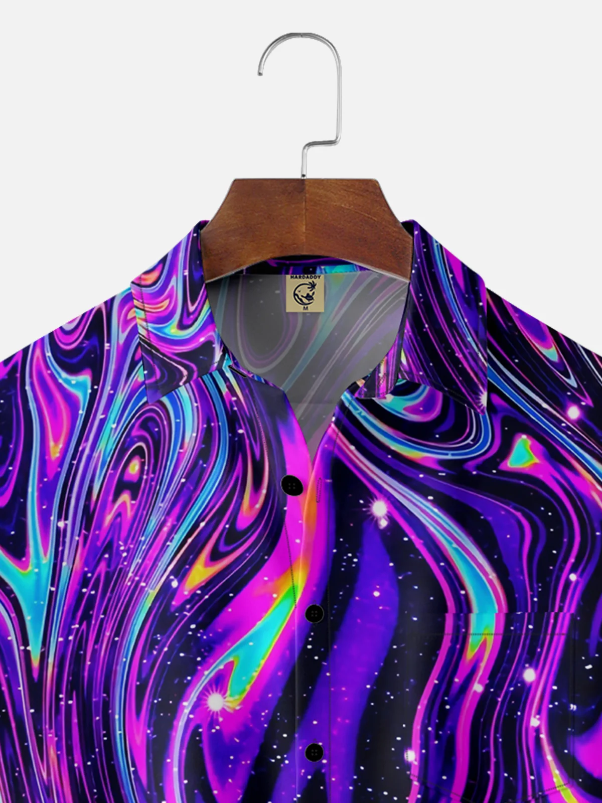 Moisture-wicking Abstract Gradient Stripes Chest Pocket Hawaiian Shirt