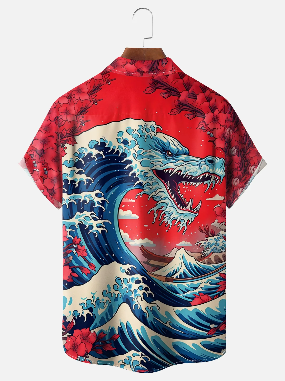 Moisture Wicking Ukiyo-e Dragon Chest Pocket Hawaiian Shirt