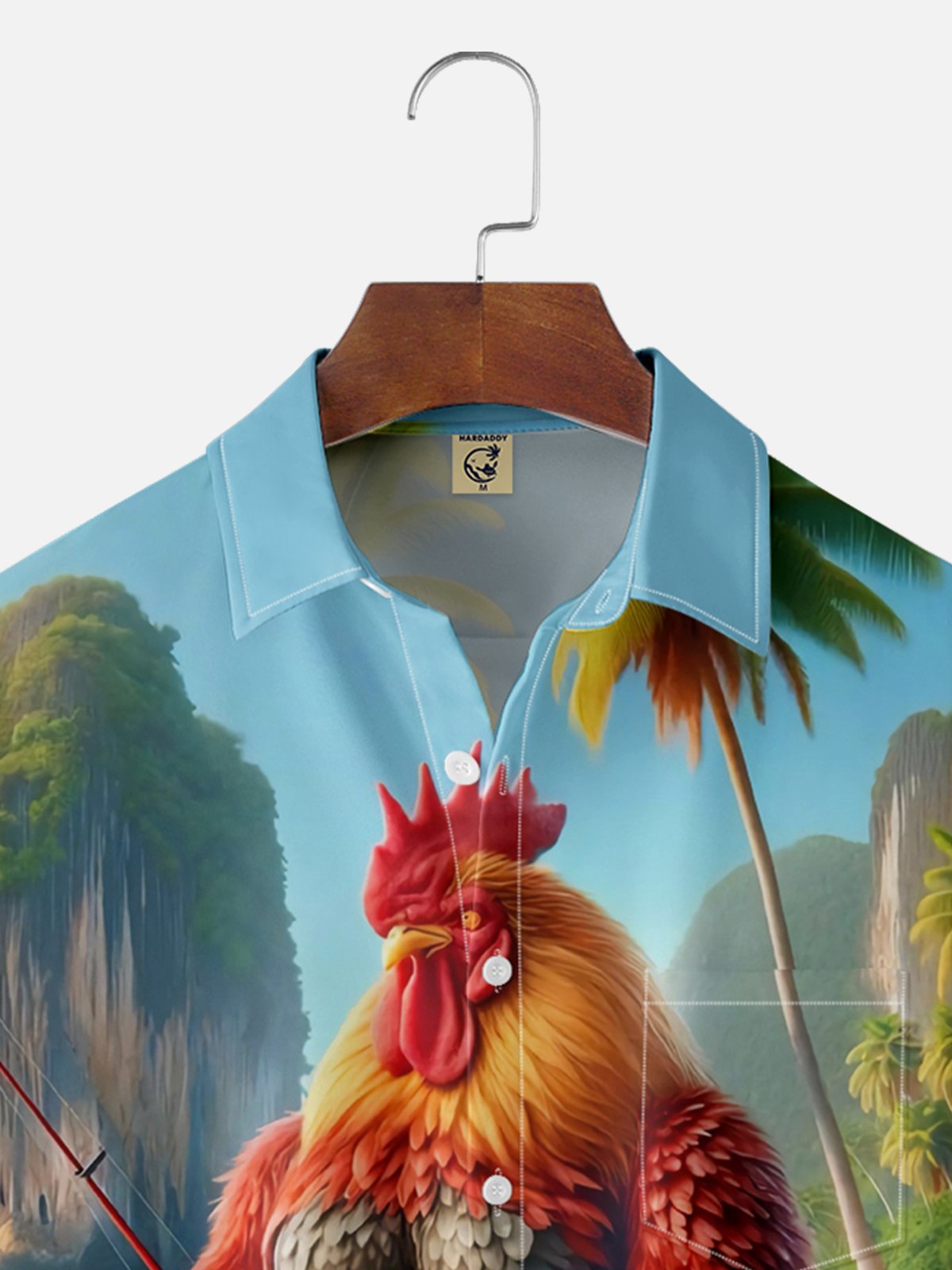 Moisture Wicking Fishing Chicken Chest Pocket Hawaiian Shirt