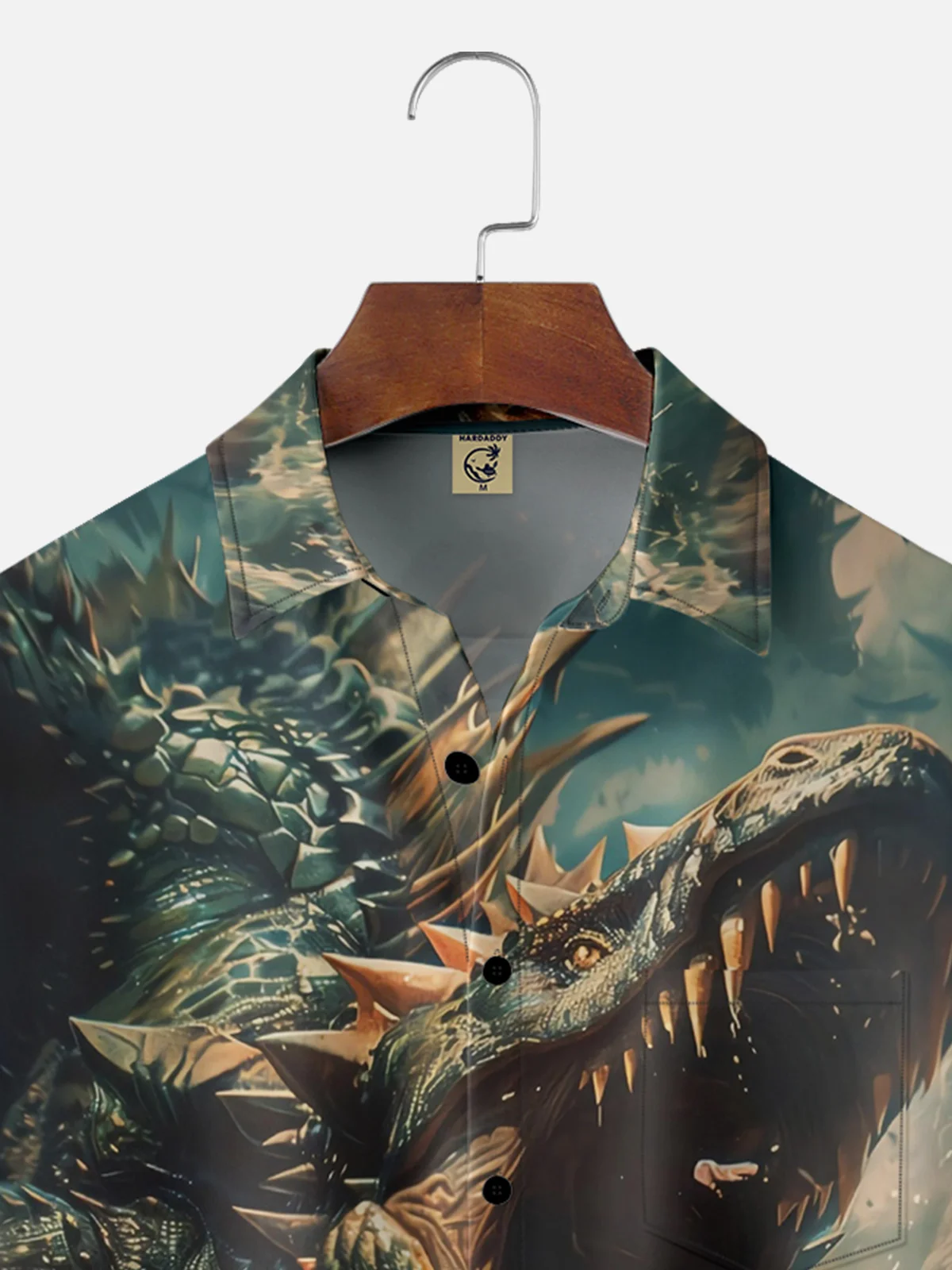 Moisture Wicking Dinosaur Chest Pocket Hawaiian Shirt