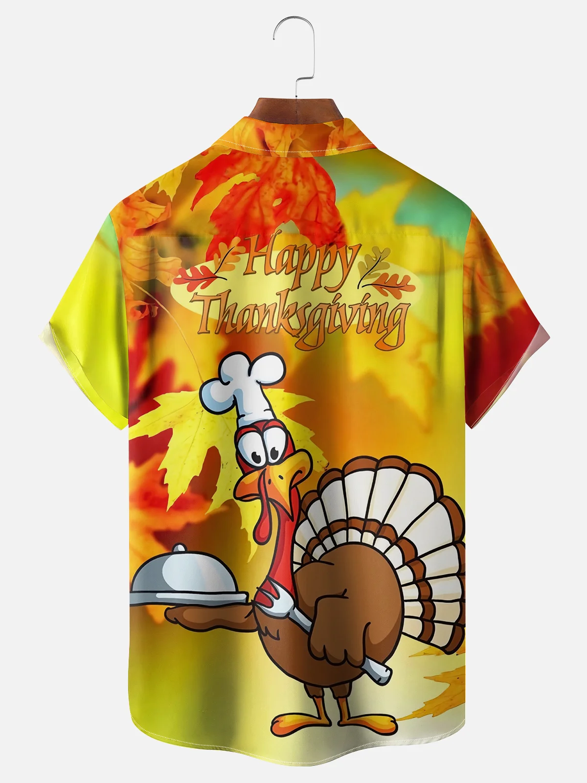 Moisture Wicking Thanksgiving Turkey Chest Pocket Hawaiian Shirt