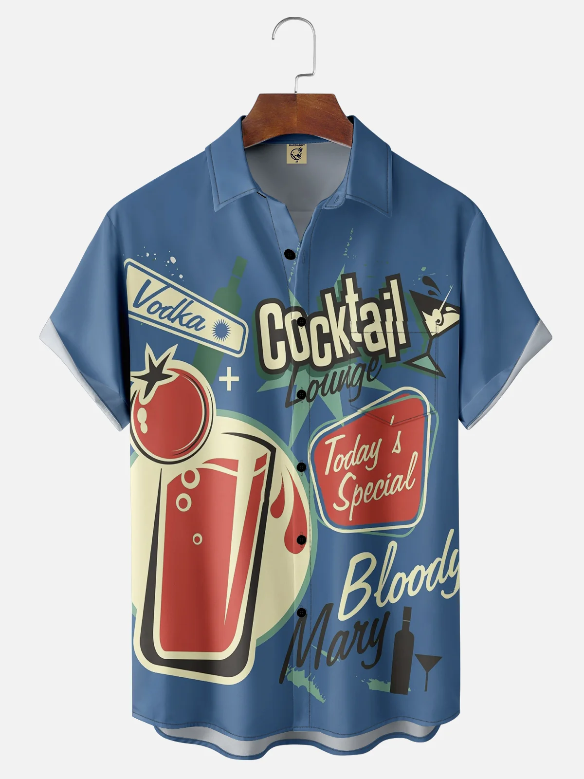 Hardaddy Cocktail Chest Pocket Short Sleeve Hawaiian Shirt