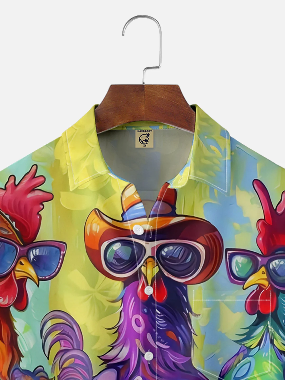 Moisture Wicking Abstract Chicken Chest Pocket Hawaiian Shirt