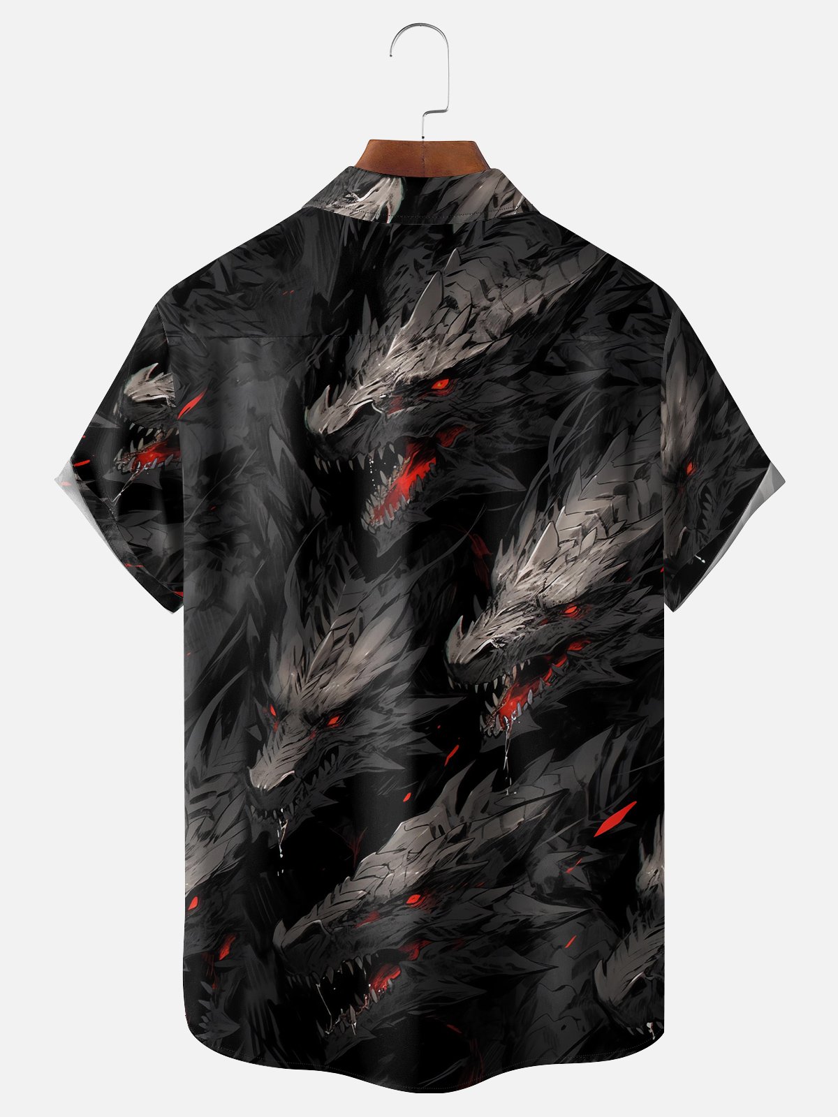 Moisture-wicking Abstract Gradient Dragon Chest Pocket Hawaiian  Shirt