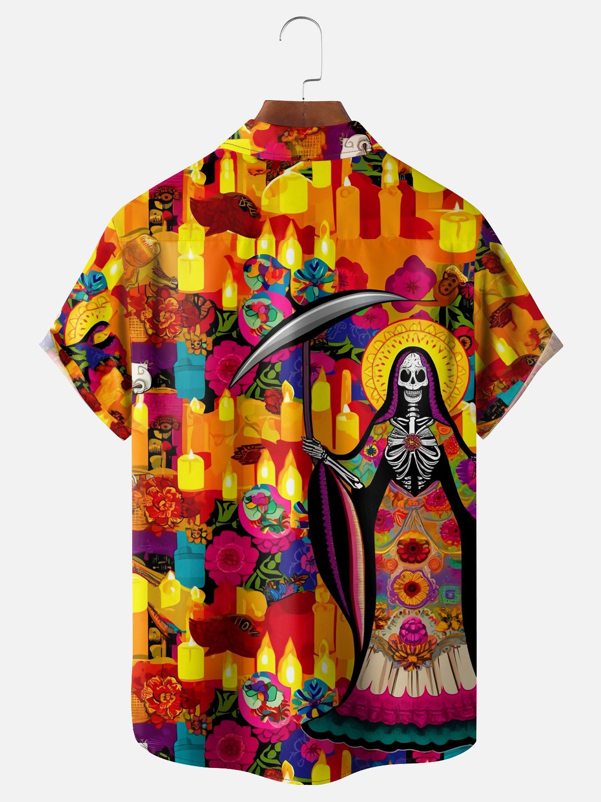 Moisture-wicking Day of the Dead Chest Pocket Casual Shirt