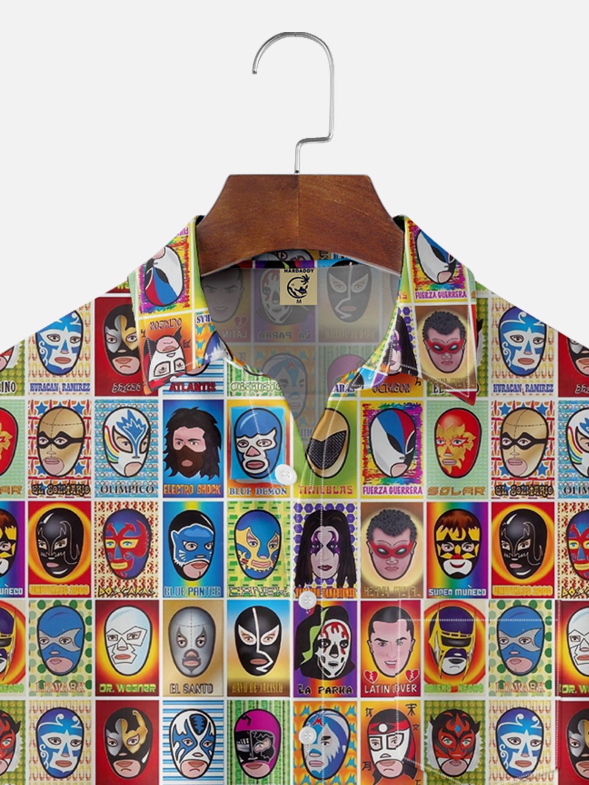 Moisture-wicking Mexican Wrestling Lucha Libre Chest Pocket Hawaiian Shirt