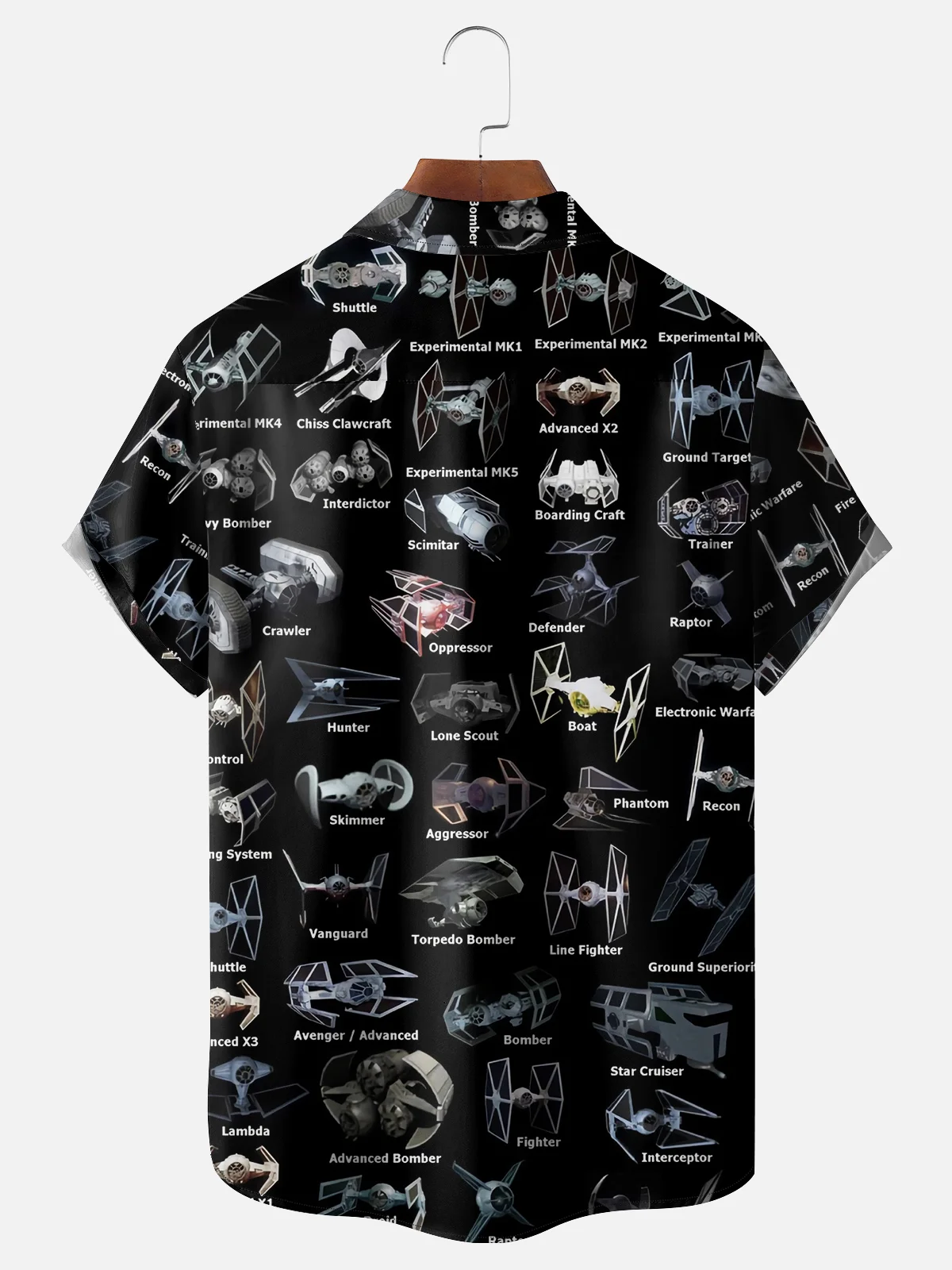 Moisture-wicking Star Spaceship Chest Pocket Casual Shirt