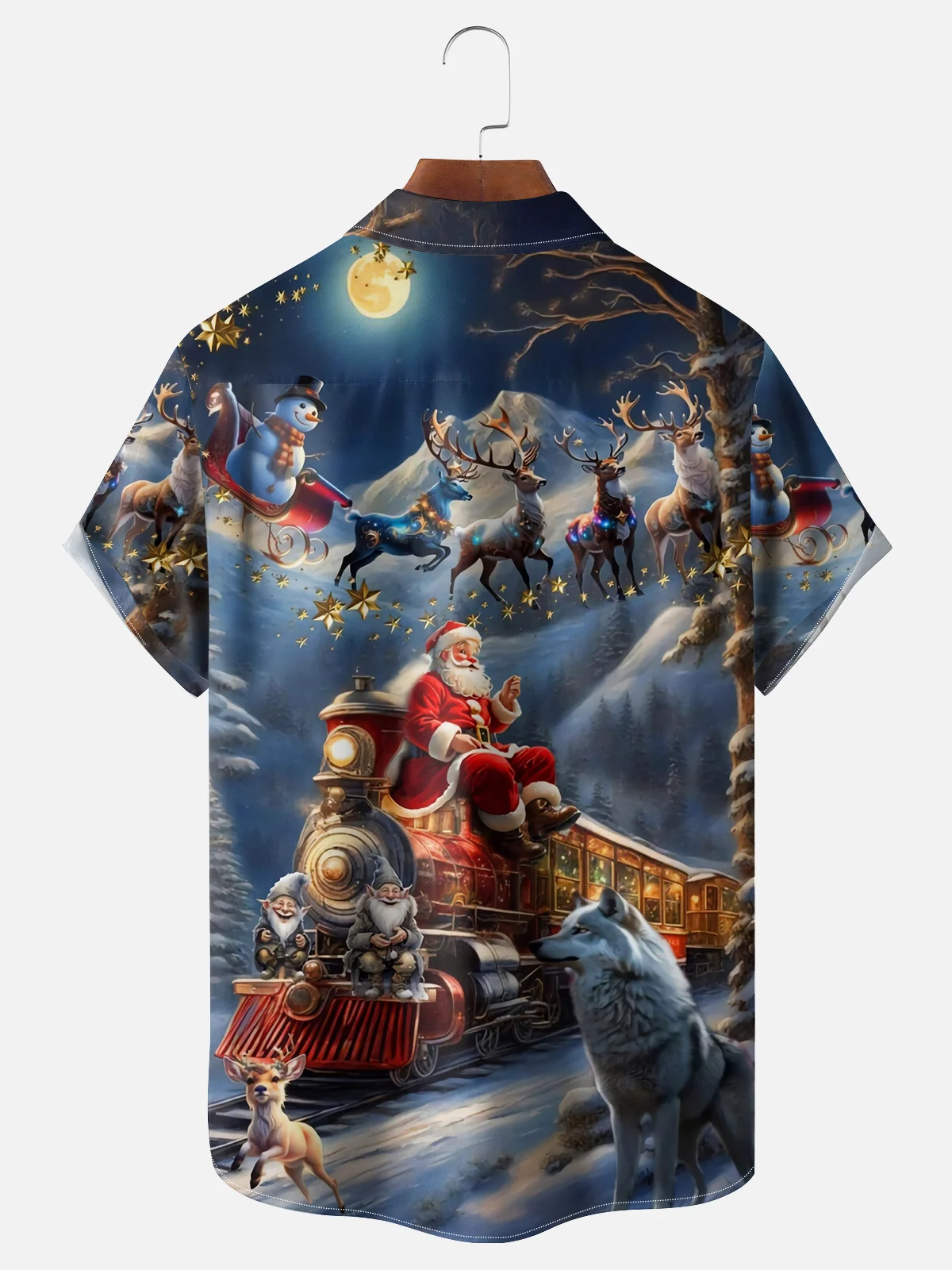 Moisture-wicking Christmas Santa Chest Pocket Casual Shirt