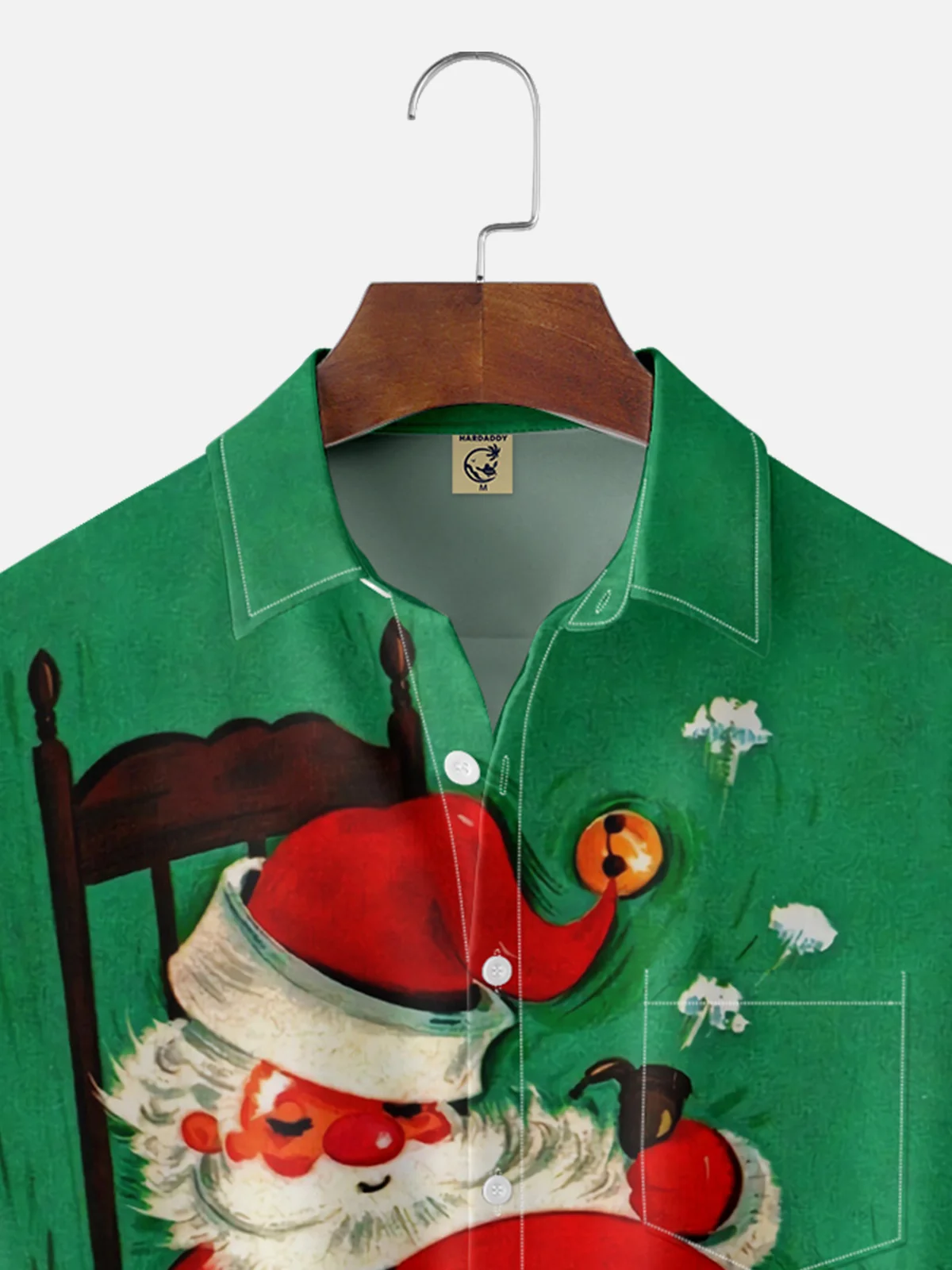 Moisture-wicking Christmas Santa Chest Pocket Casual Shirt