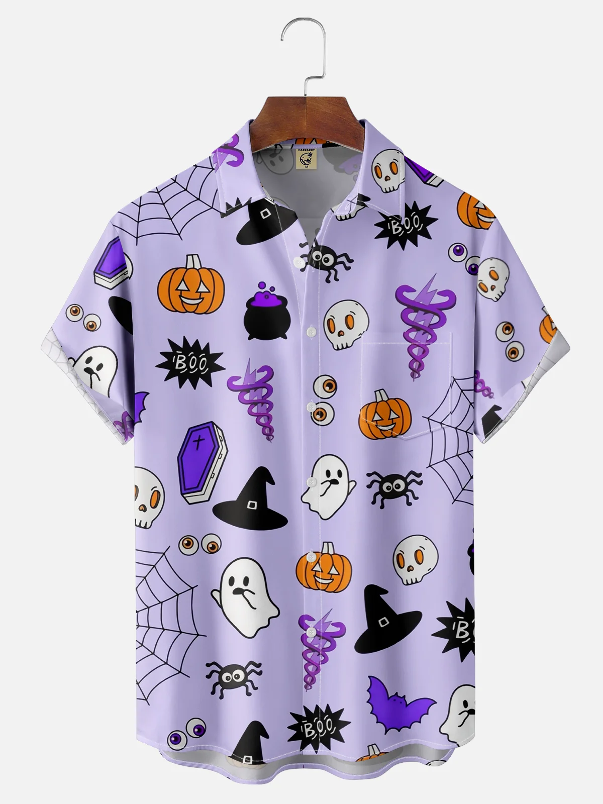 Moisture-wicking Halloween Ghost Chest Pocket Casual Shirt