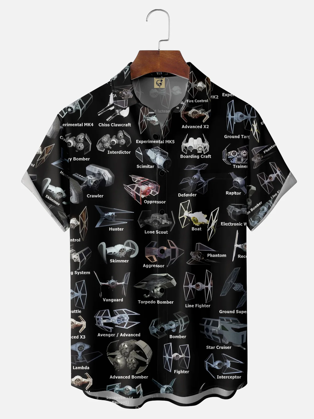 Moisture-wicking Star Spaceship Chest Pocket Casual Shirt