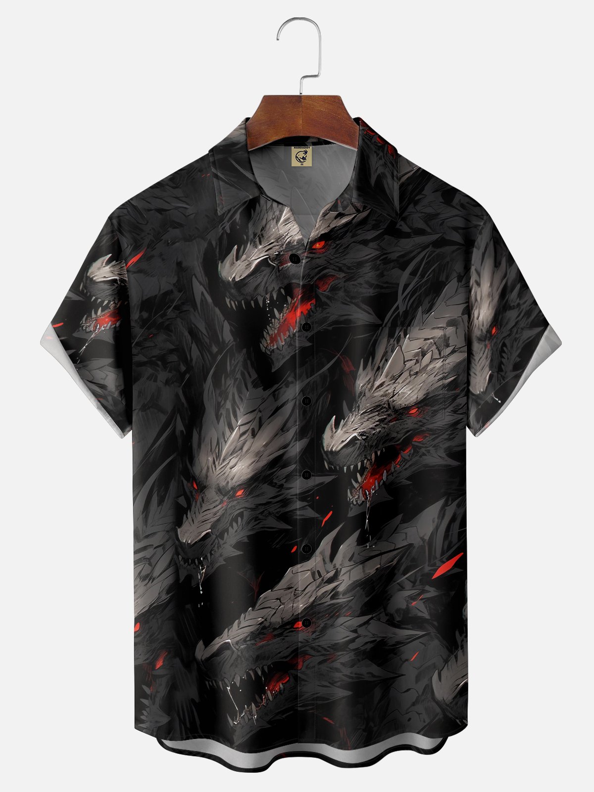 Moisture-wicking Abstract Gradient Dragon Chest Pocket Hawaiian  Shirt