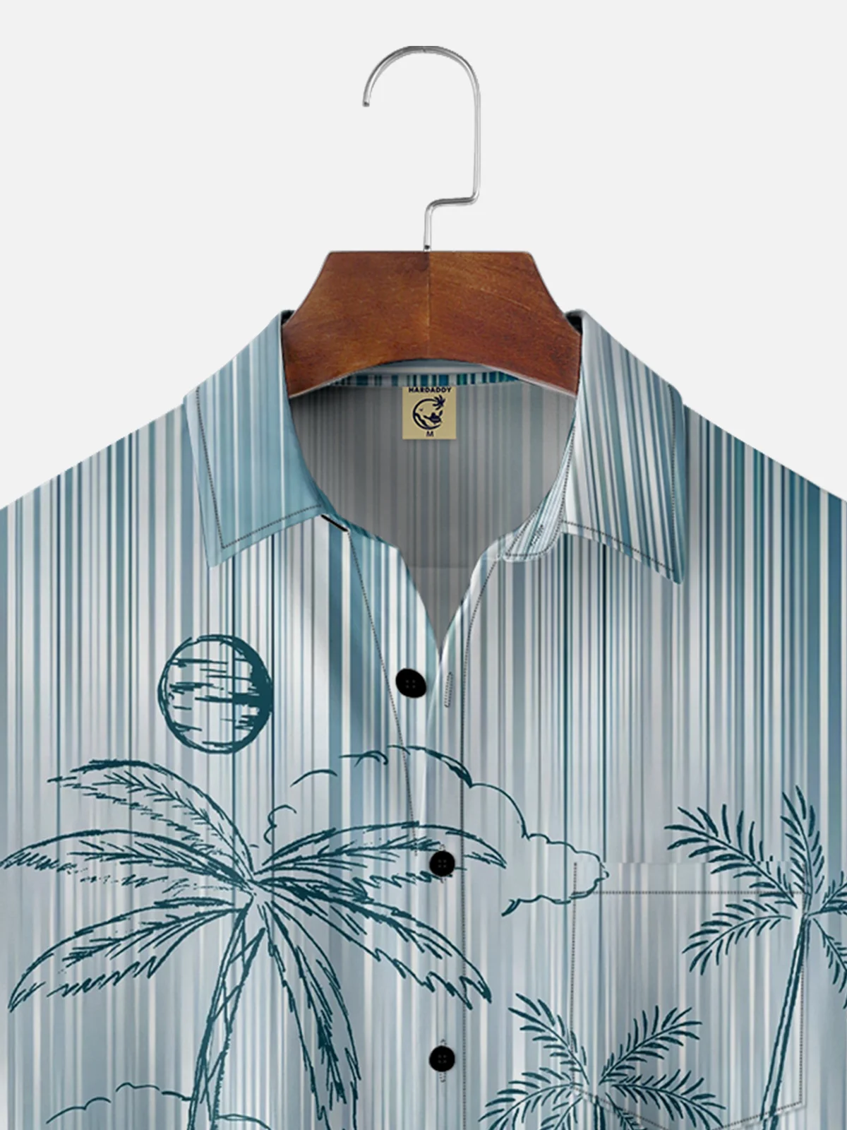 Moisture Wicking Abstract Gradient Color Coconut Tree Chest Pocket Hawaiian  Shirt