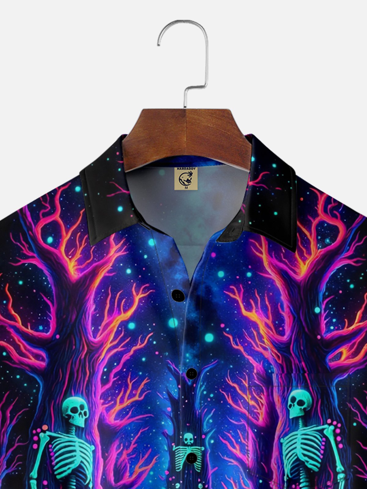 Moisture-wicking Hippie Skull Mushroom Chest Pocket Casual Shirt