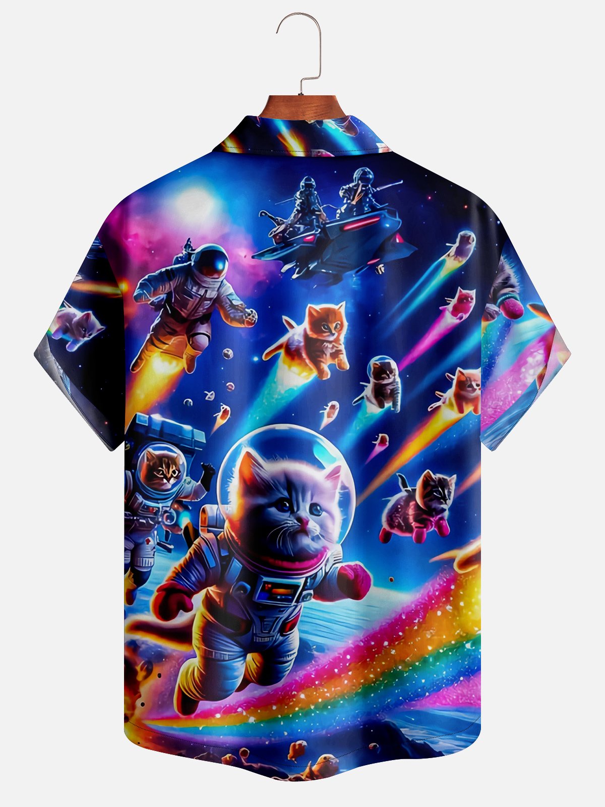 Moisture-wicking Hippie Peace Astronaut Cat Hawaiian Shirt