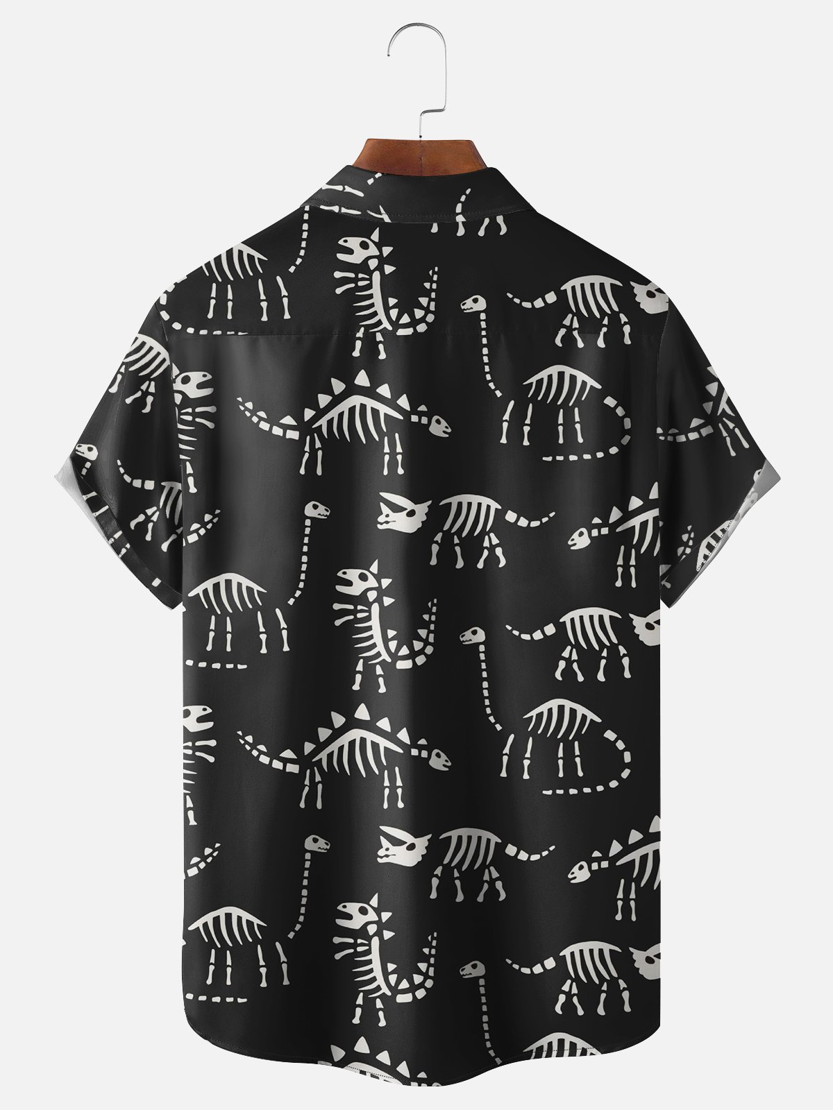 Moisture-wicking Halloween Dinosaur Chest Pocket Casual Shirt