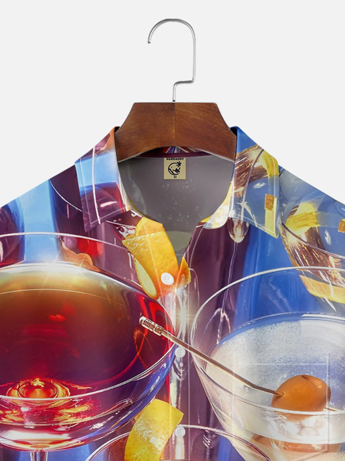 Moisture Wicking Abstract Cartoon Retro Cocktail Chest Pocket Hawaiian  Shirt