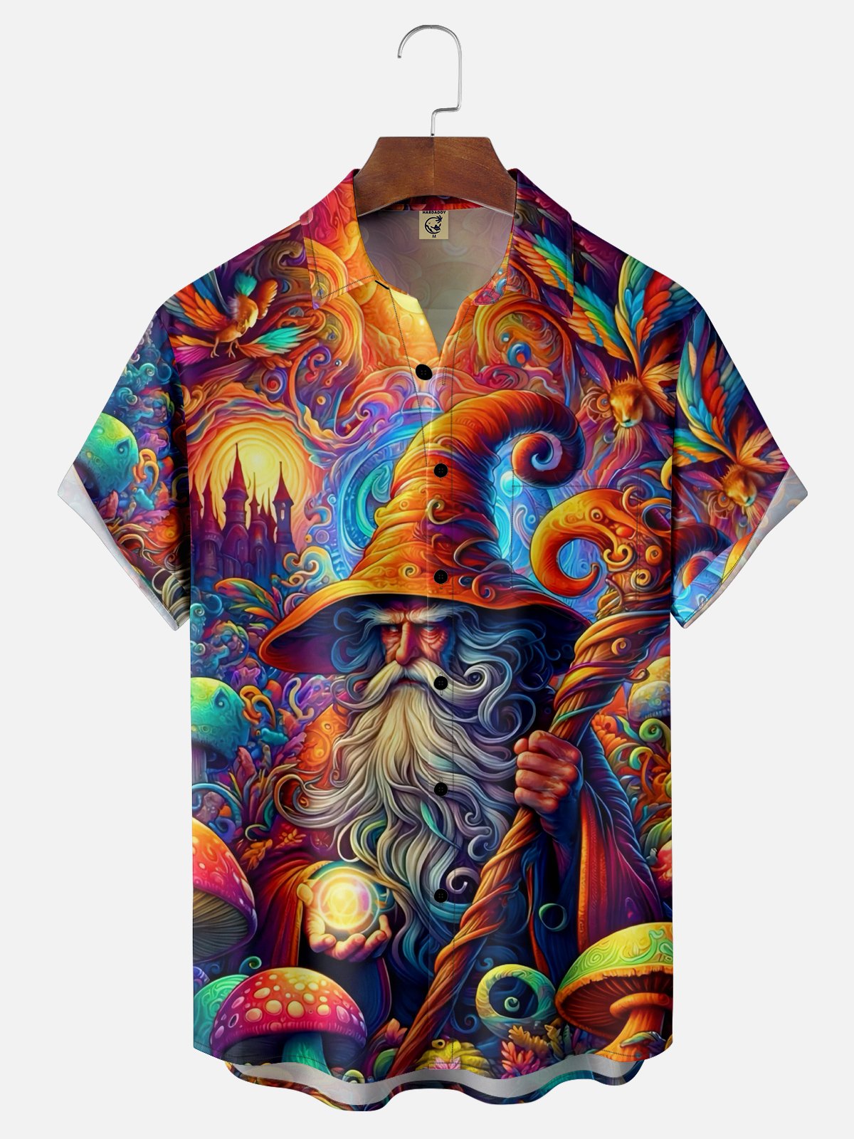 Moisture-wicking Hippie Magic Wizard Chest Pocket Halloween Shirt