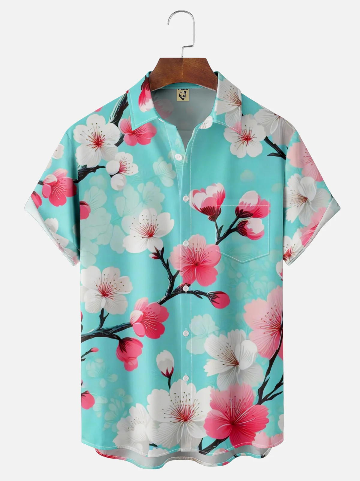 Moisture-wicking Japanese Sakura Chest Pocket Hawaiian Shirt