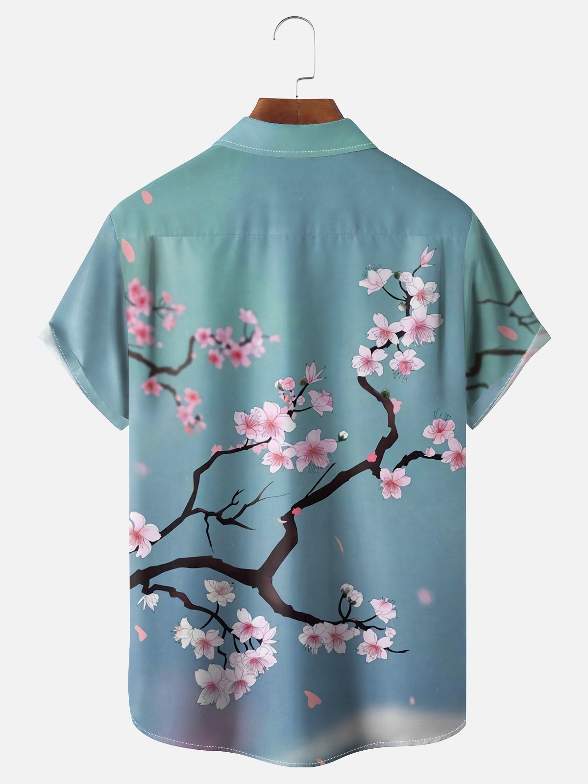 Moisture-wicking Japanese Sakura Chest Pocket Hawaiian Shirt