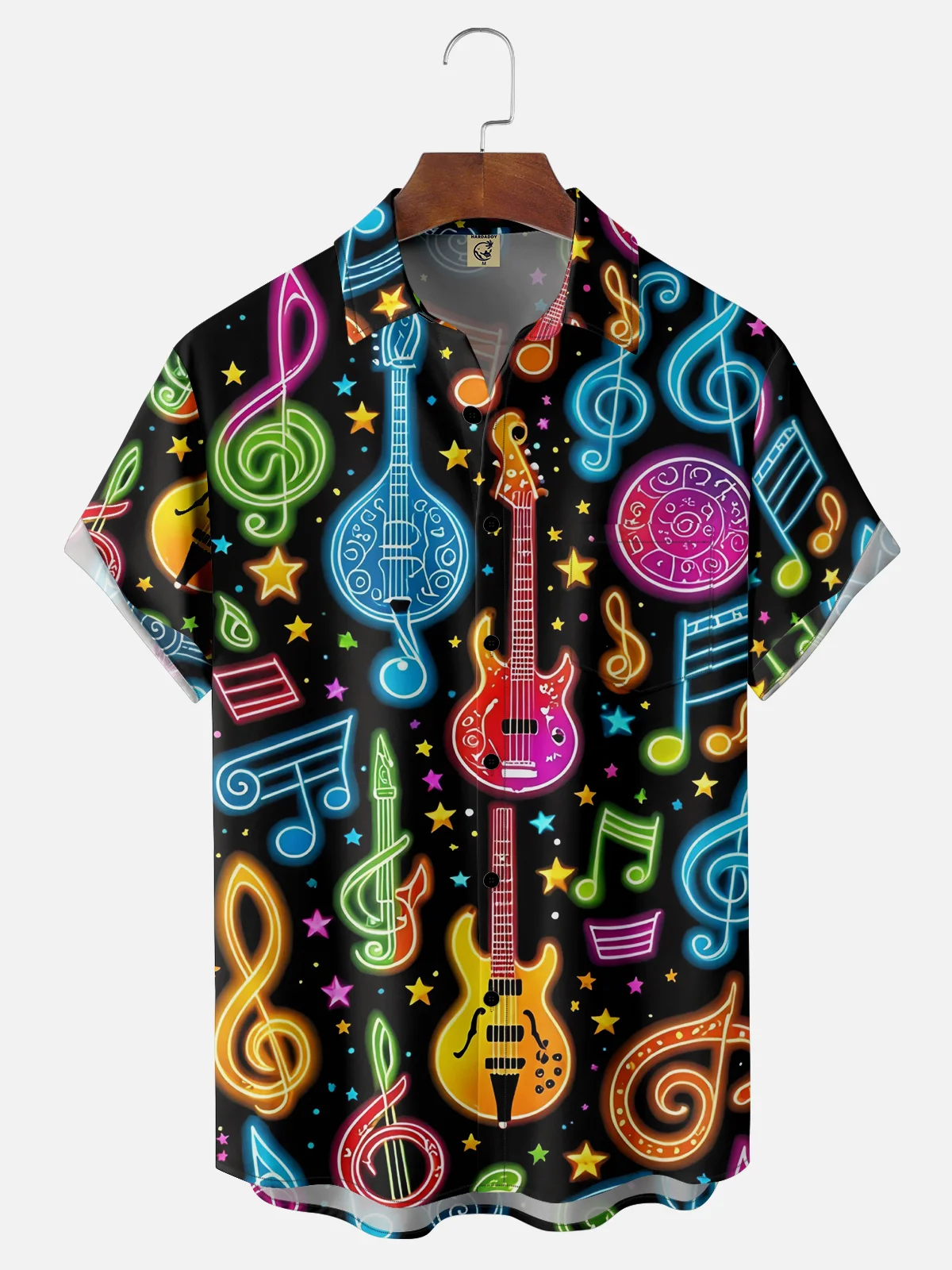 Moisture-wicking Music Guitar Chest Pocket Casual Shirt