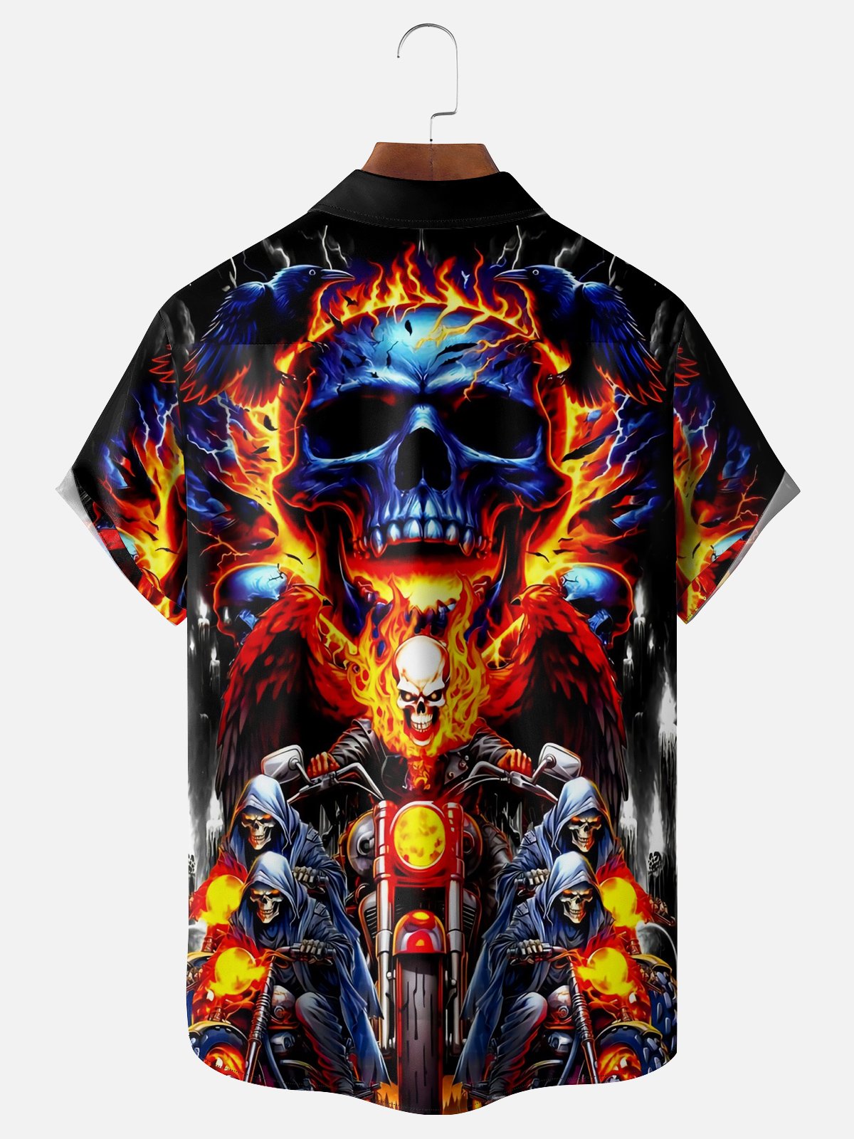 Moisture-wicking Skull Chest Pocket Casual Shirt