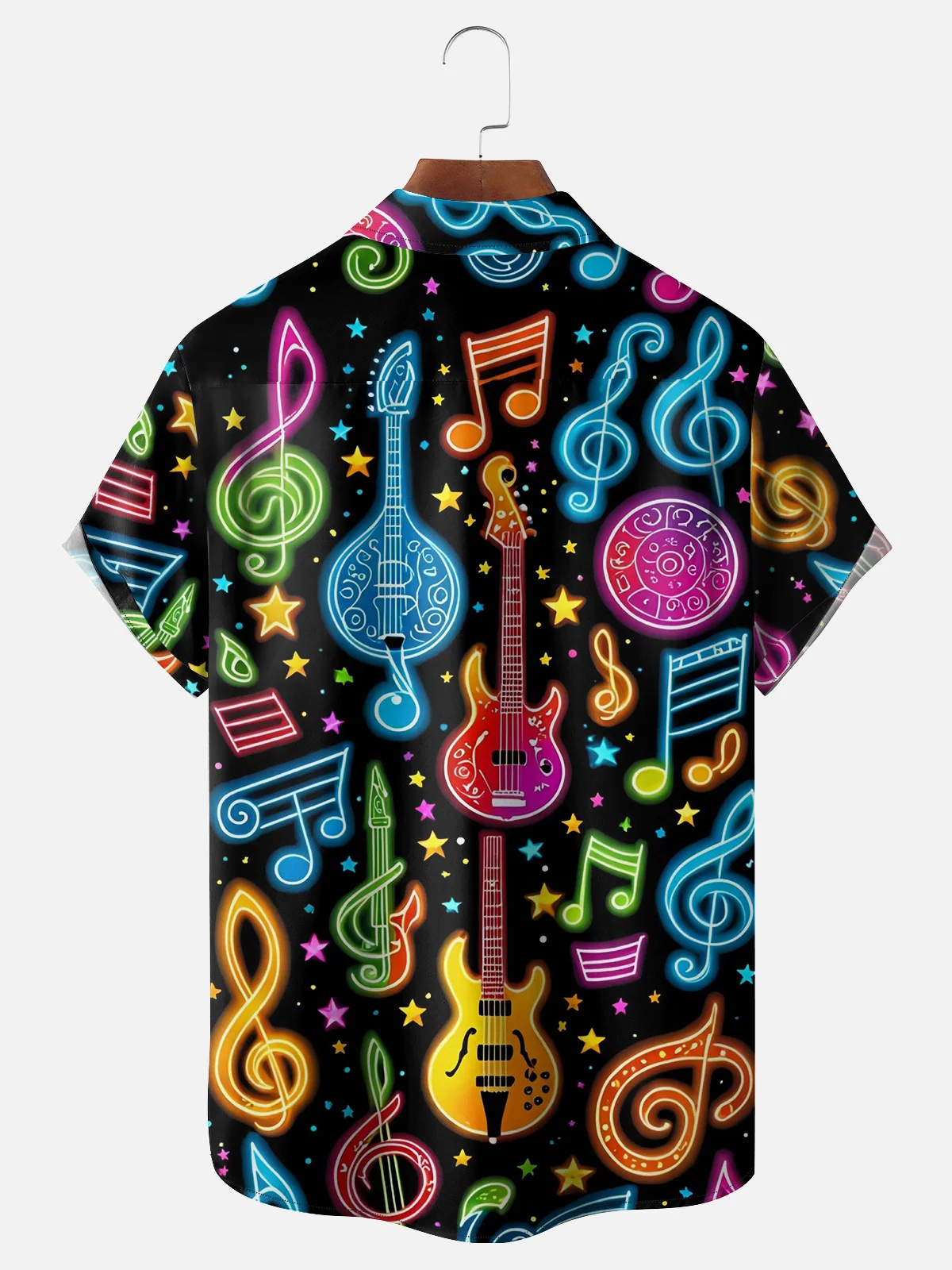 Moisture-wicking Music Guitar Chest Pocket Casual Shirt