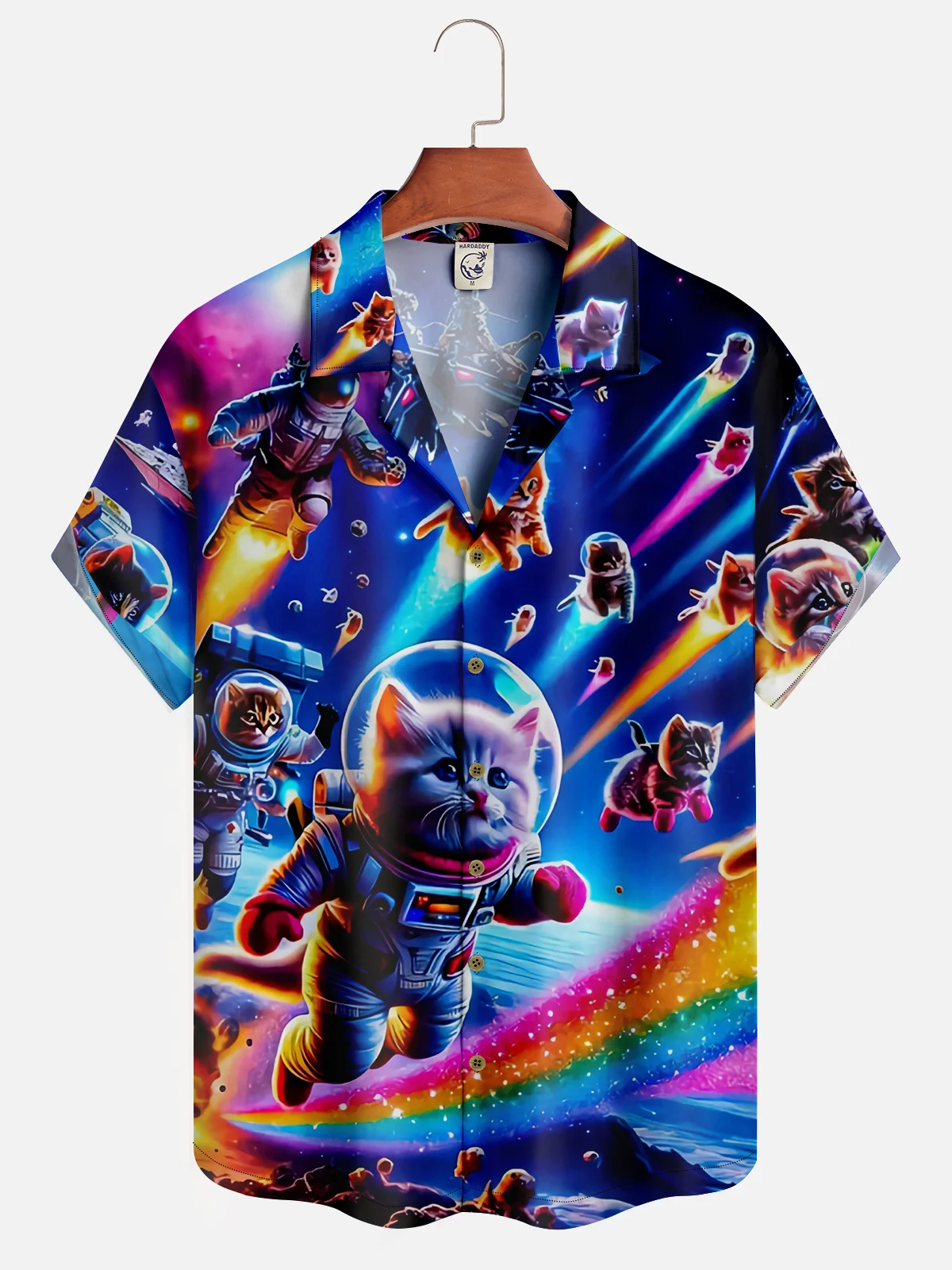 Moisture-wicking Hippie Peace Astronaut Cat Hawaiian Shirt