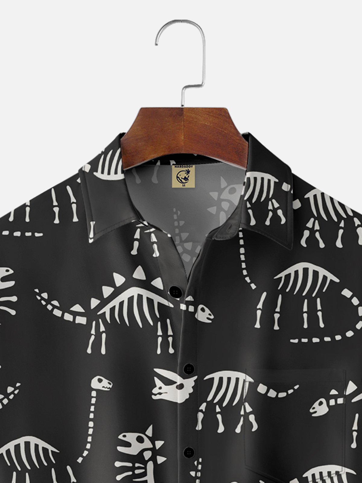 Moisture-wicking Halloween Dinosaur Chest Pocket Casual Shirt