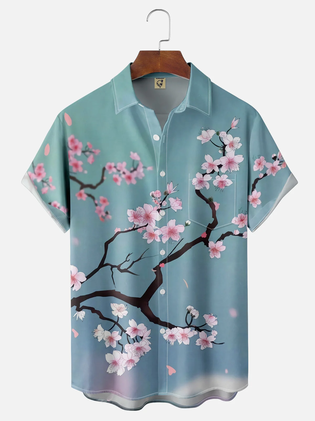 Moisture-wicking Japanese Sakura Chest Pocket Hawaiian Shirt