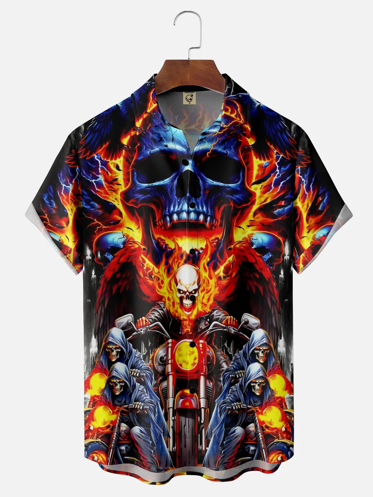 Moisture-wicking Skull Chest Pocket Casual Shirt