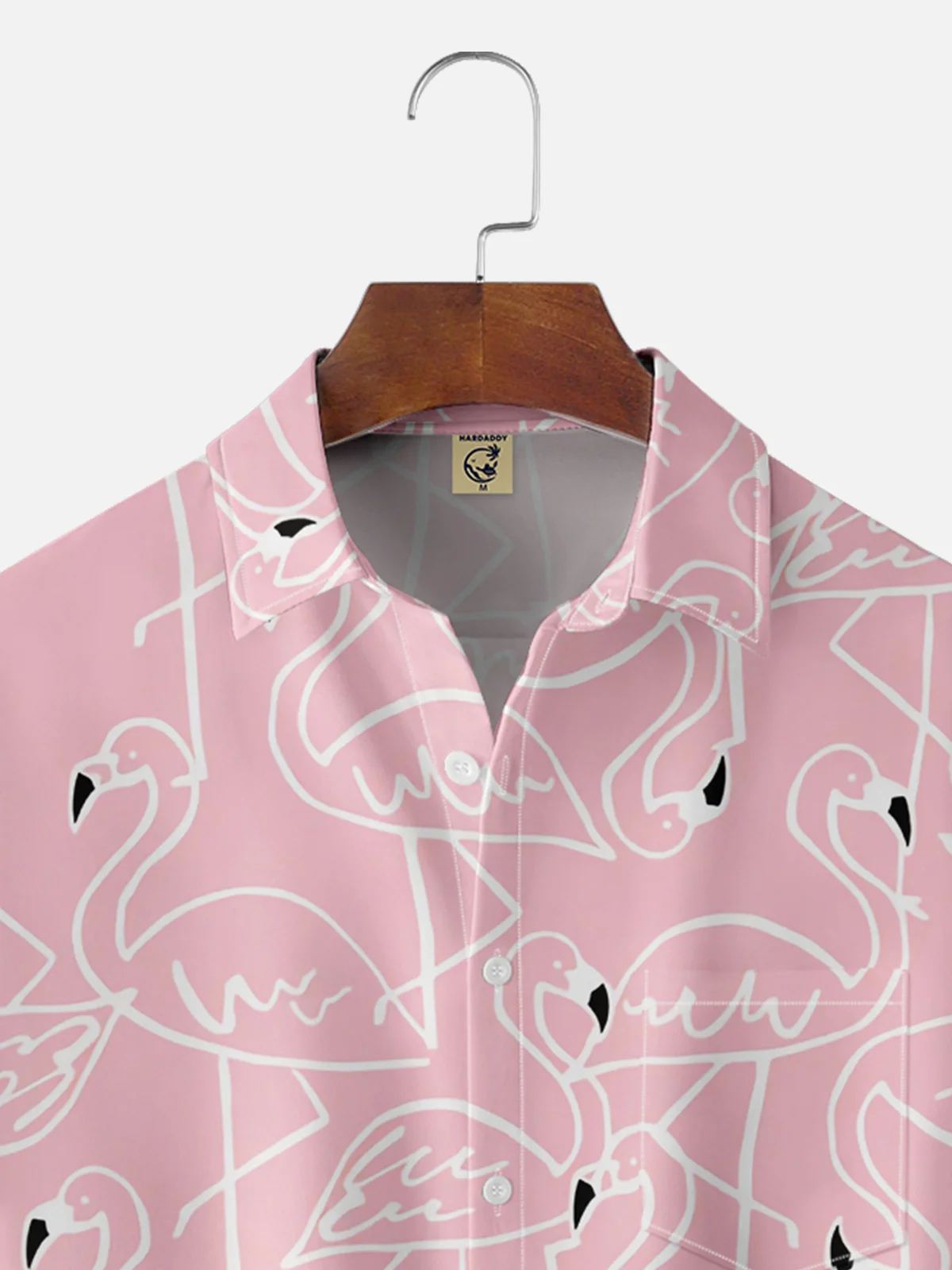 Moisture-wicking Flamingo Chest Pocket Hawaiian Shirt