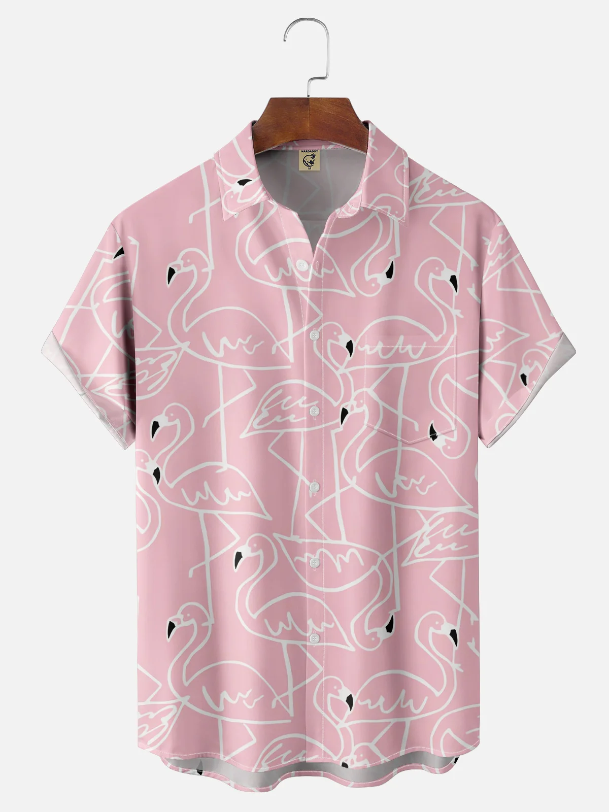 Moisture-wicking Flamingo Chest Pocket Hawaiian Shirt