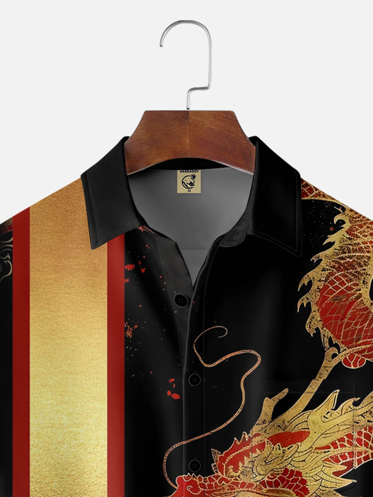 Moisture-wicking Gradient Dragon Chest Pocket Bowling Shirt