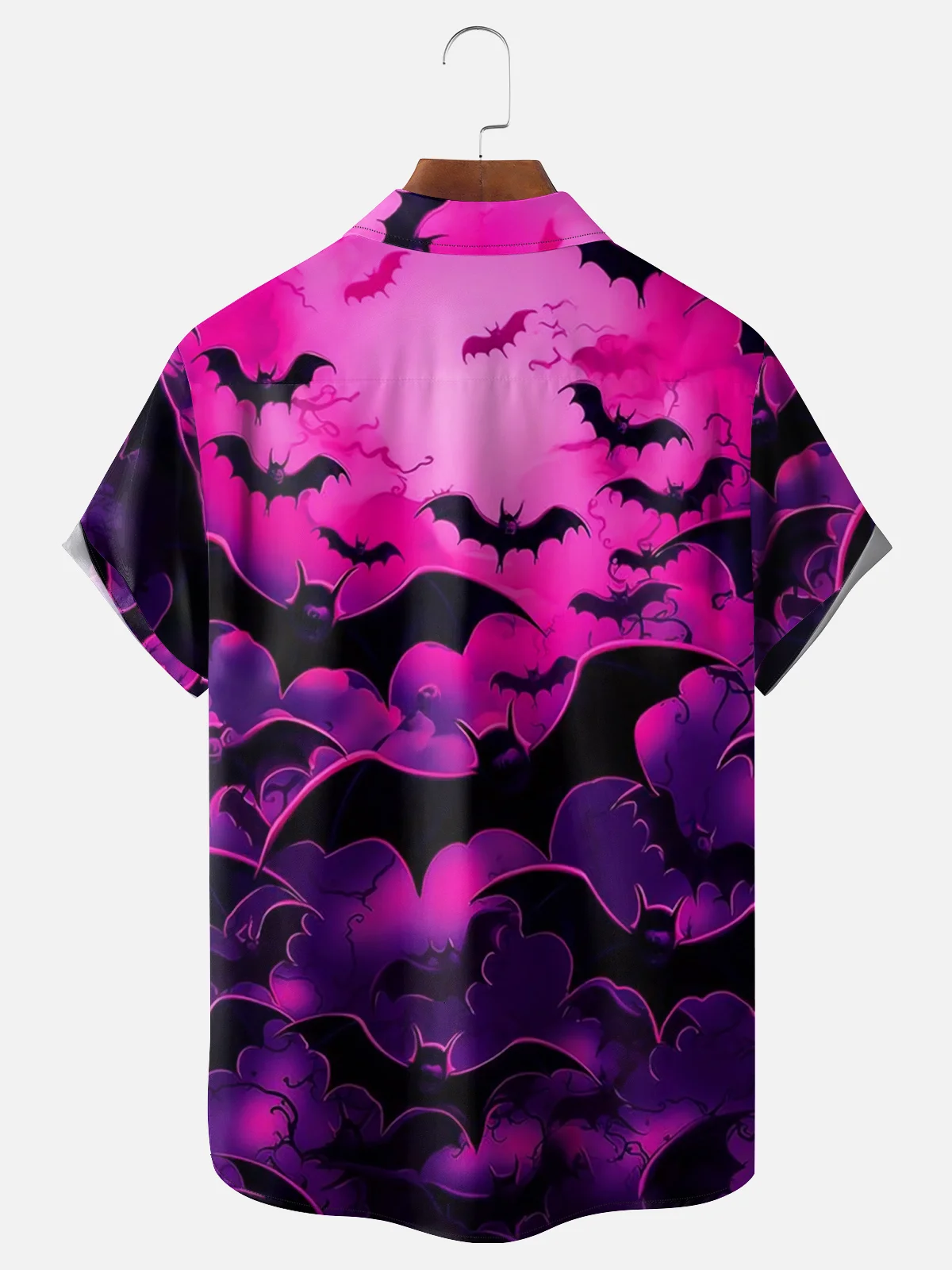 Moisture-wicking Halloween Bat Painting Chest Pocket Hawaiian Shirt