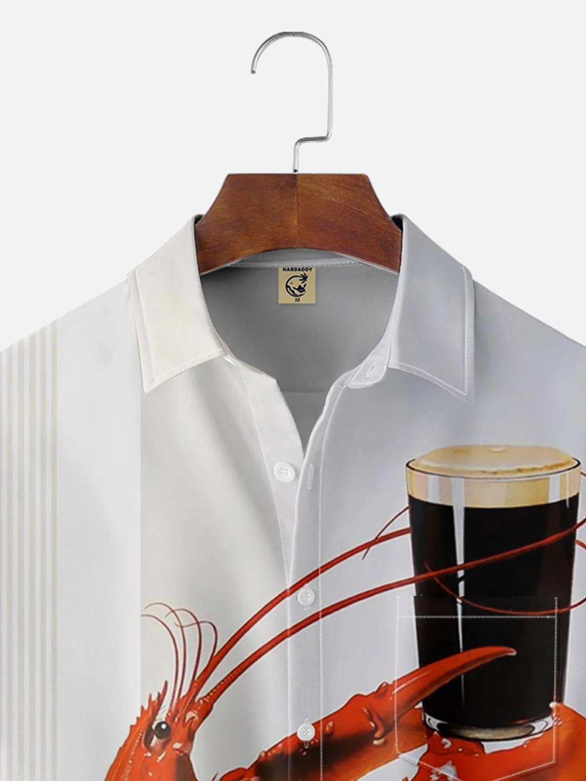 Moisture-wicking Oktoberfest Lobster Drinking Chest Pocket Bowling Shirt