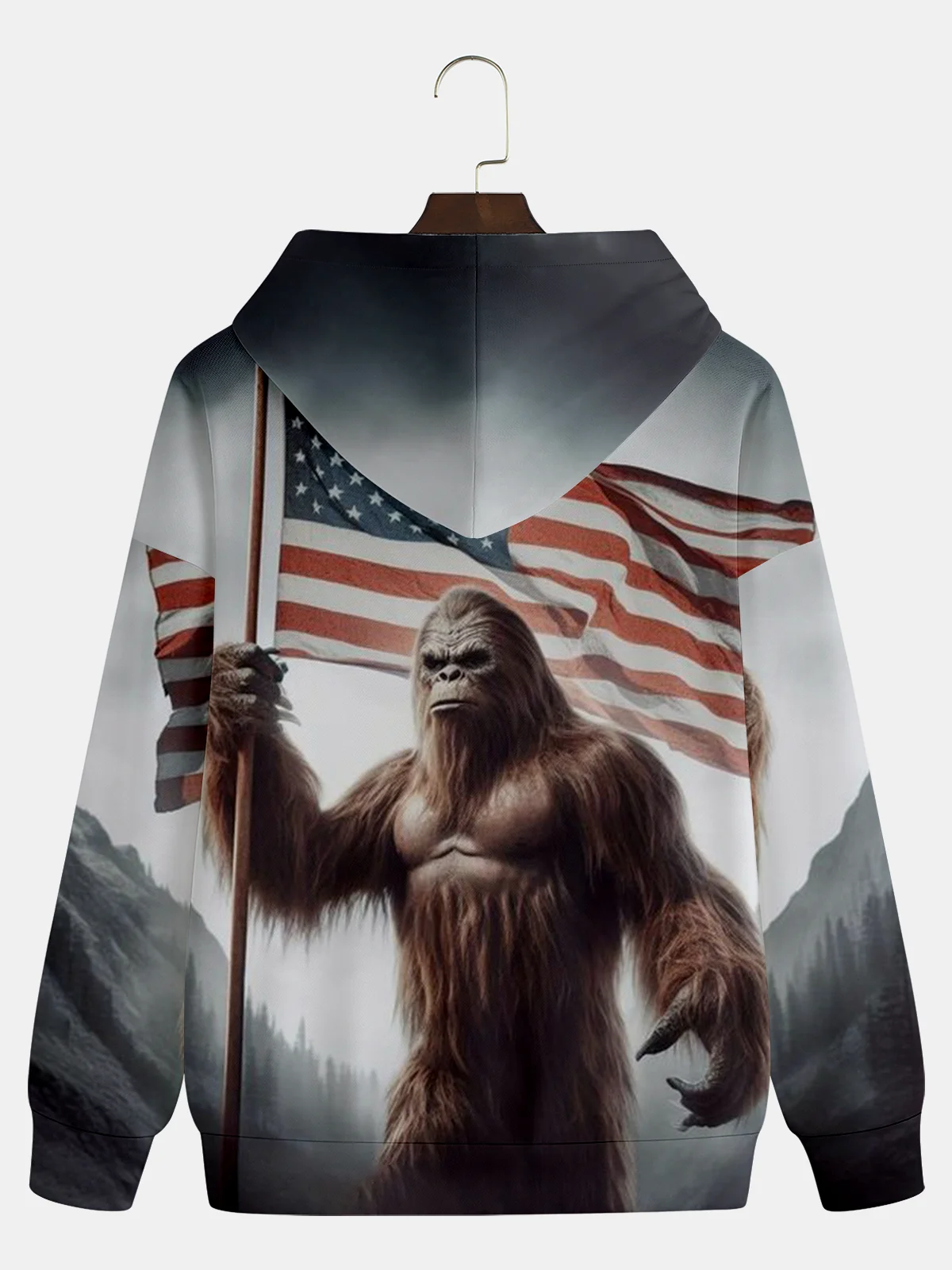 Bigfoot and American Flag Hoodie Sweatshirt