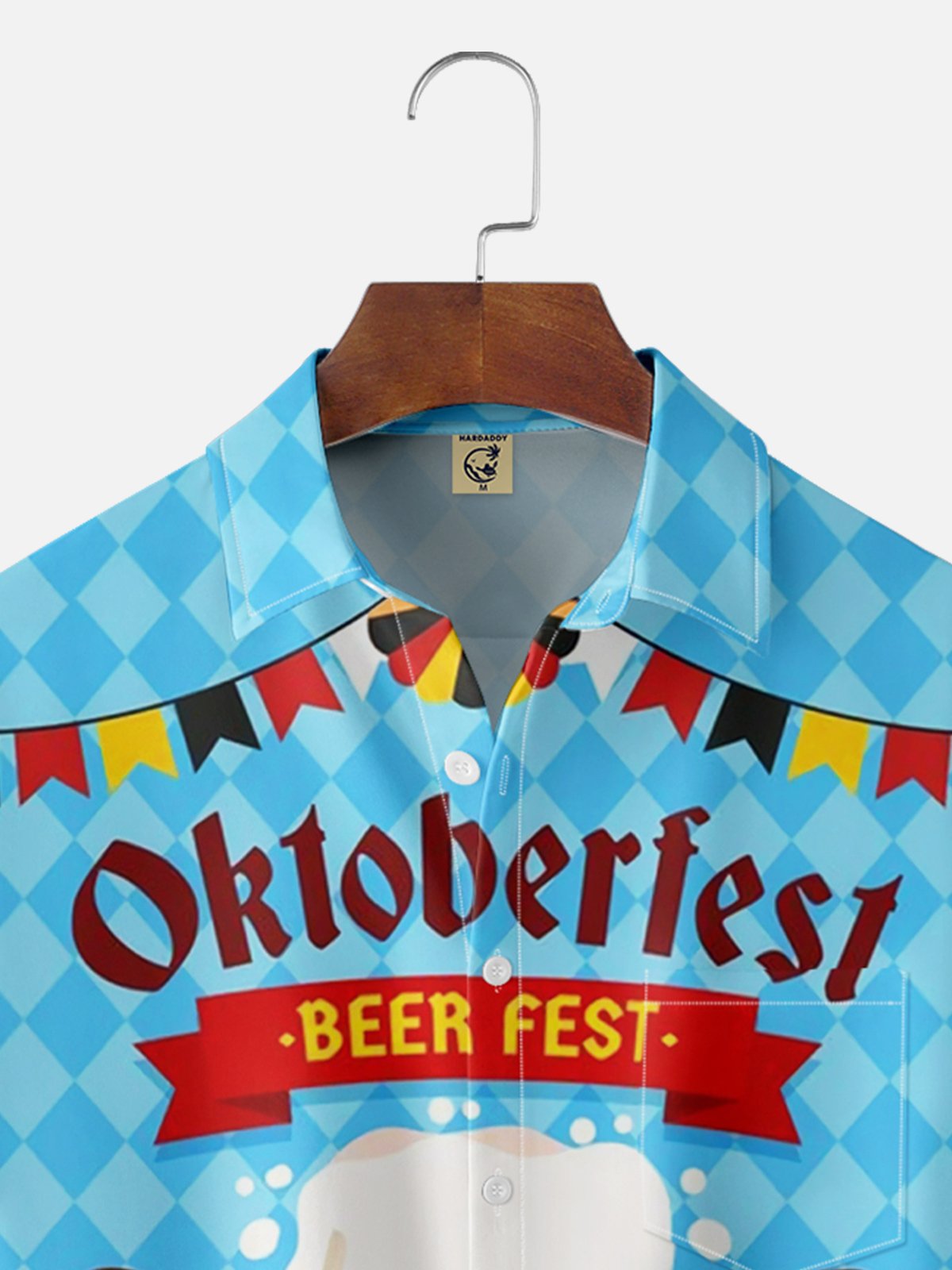 Moisture-wicking Oktoberfest Retro Beer Chest Pocket Hawaiian Shirt