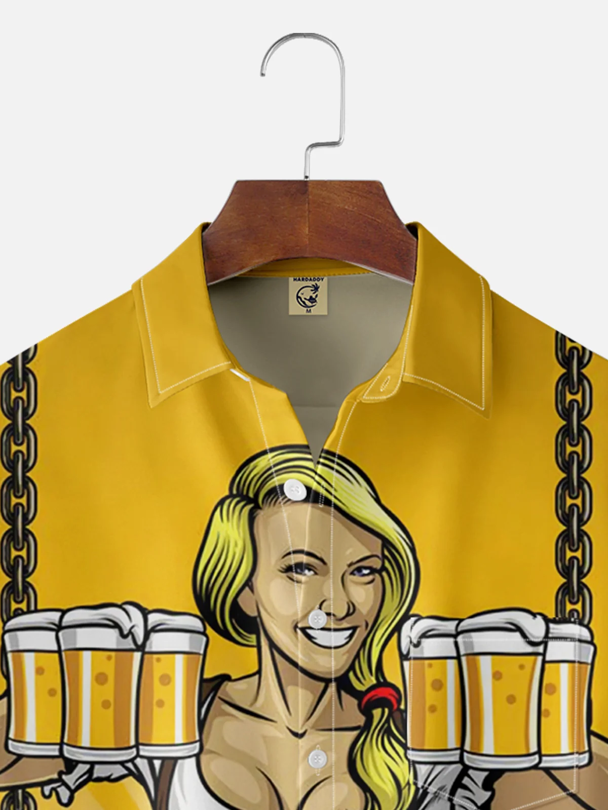 Moisture-wicking Oktoberfest Retro Beer Girl Art Chest Pocket Hawaiian Shirt