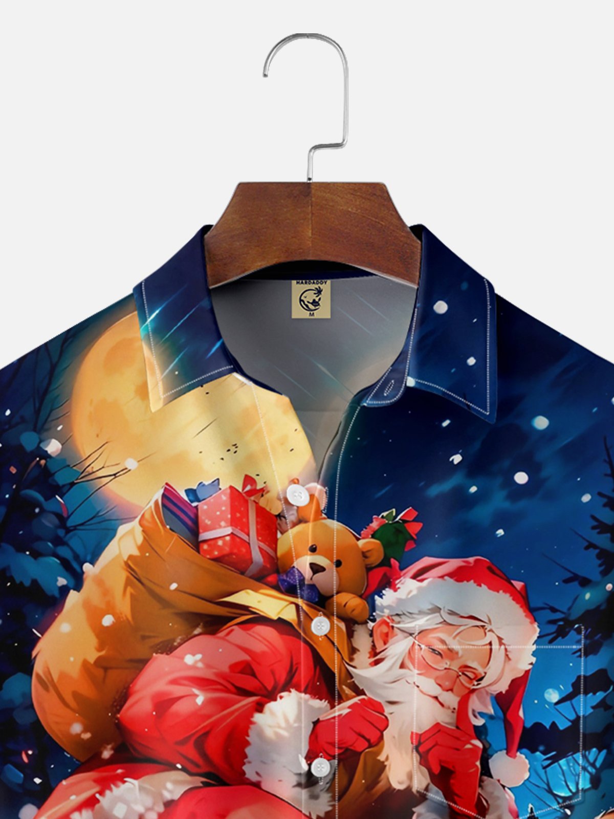 Moisture Wicking Christmas Santa Chest Pocket Hawaiian Shirt