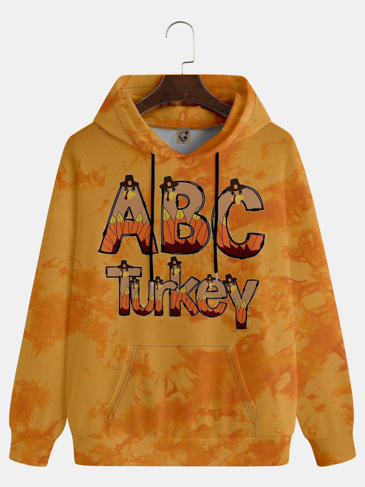 Thanksgiving Turkey Art Font Hoodie Sweatshirt