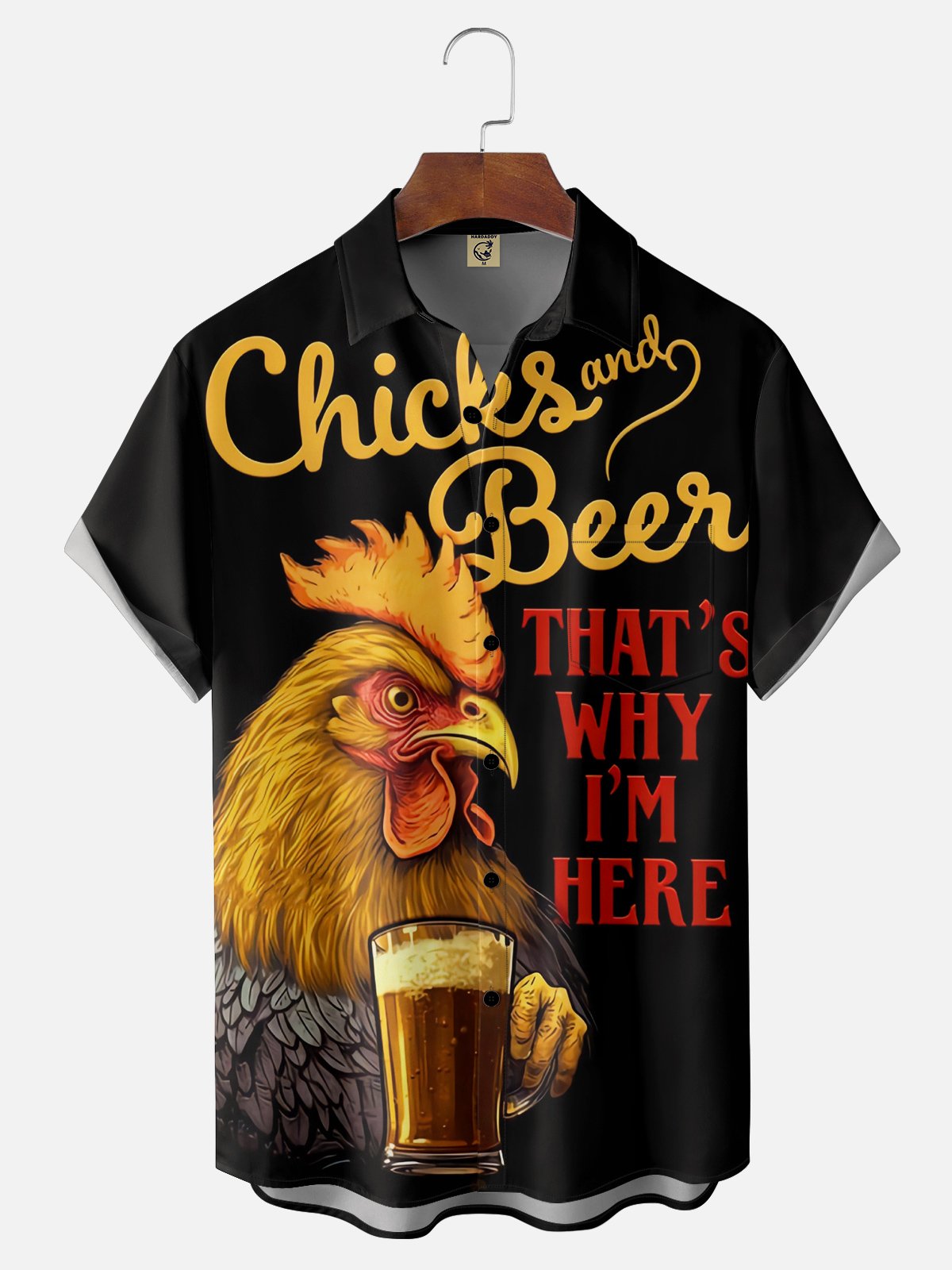 Moisture Wicking Oktoberfest Chicken Chest Pocket Hawaiian Shirt